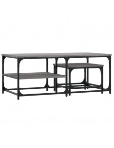 Tavolini Salotto Impilabili 2pz Grigio Sonoma Legno Multistrato