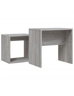 Tavolini Salotto Impilabili 2pz Grigio Sonoma Legno Multistrato