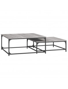 Tavolini Salotto Impilabili 2pz Grigio Sonoma Legno Multistrato