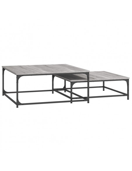 Tavolini Salotto Impilabili 2pz Grigio Sonoma Legno Multistrato