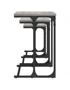 Tavolini Salotto Impilabili 3pz Grigio Sonoma Legno Multistrato