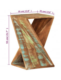 Tavolino 35x35x55 cm in Legno Massello di Recupero