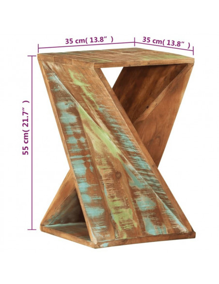 Tavolino 35x35x55 cm in Legno Massello di Recupero