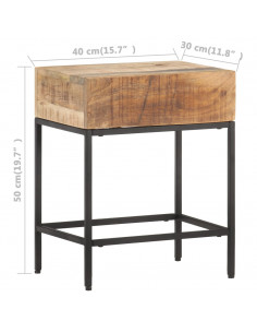 Tavolino 40x30x50 cm in Legno Massello di Mango Grezzo