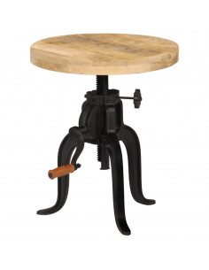 Tavolino 45x(45-62) cm in Legno Massello di Mango e Ghisa