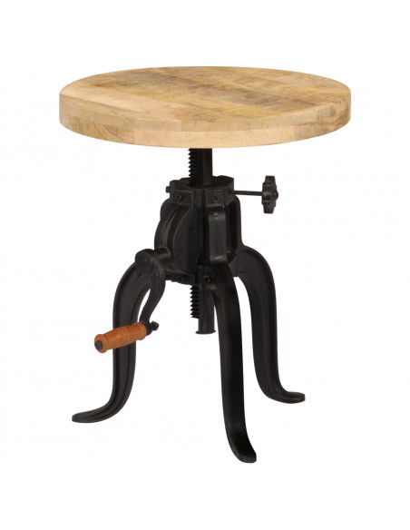 Tavolino 45x(45-62) cm in Legno Massello di Mango e Ghisa