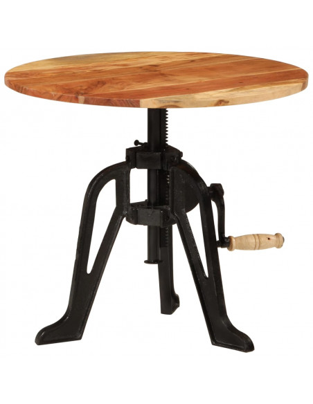 Tavolino 60x(42-62) cm in Legno Massello di Acacia e Ghisa