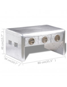 Tavolino Aereo con 3 Cassetti Vintage Stile Aircraft Airman