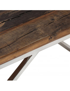 Tavolino Argento Acciaio Inox e Traverse Legno Massello