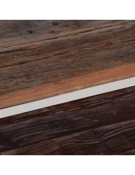 Tavolino Argento Acciaio Inox e Traverse Legno Massello