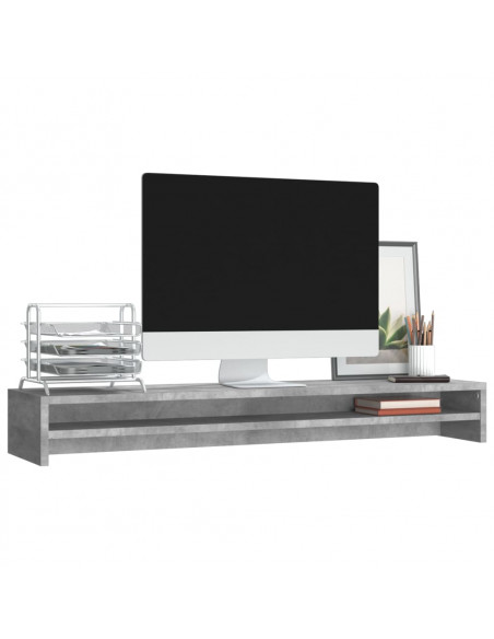 Supporto Monitor Grigio Cemento 100x24x13 cm Legno Multistrato