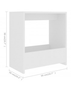 Tavolino Bianco 50x26x50 cm in Legno Multistrato