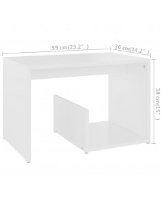 Tavolino Bianco 59x36x38 cm in Legno Multistrato