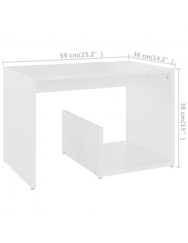 Tavolino Bianco 59x36x38 cm in Legno Multistrato