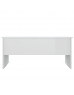 Tavolino Bianco Lucido 102x50,5x46,5 cm in Legno Multistrato