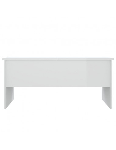 Tavolino Bianco Lucido 102x50,5x46,5 cm in Legno Multistrato