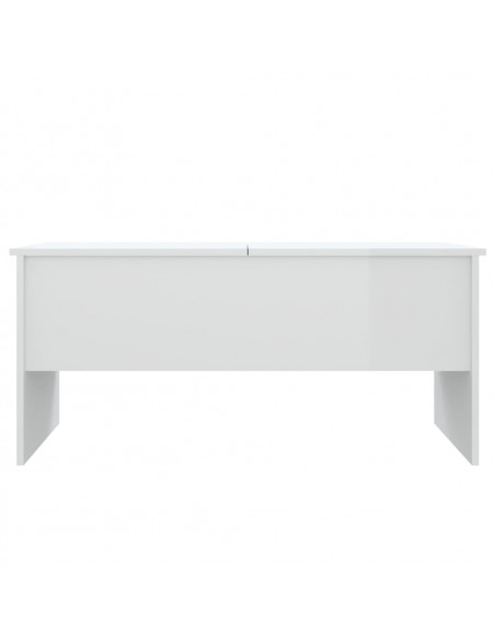 Tavolino Bianco Lucido 102x50,5x46,5 cm in Legno Multistrato
