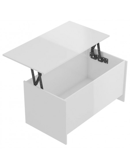 Tavolino Bianco Lucido 102x55,5x52,5 cm in Legno Multistrato