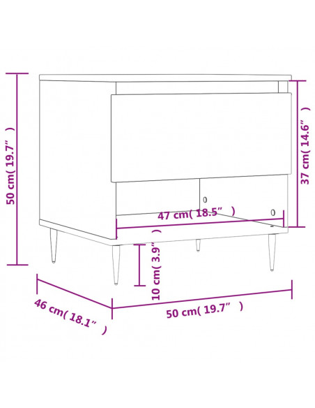 Tavolino Bianco Lucido 50x46x50 cm in Legno Multistrato