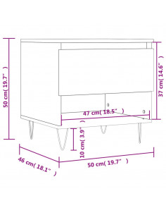 Tavolino Bianco Lucido 50x46x50 cm in Legno Multistrato