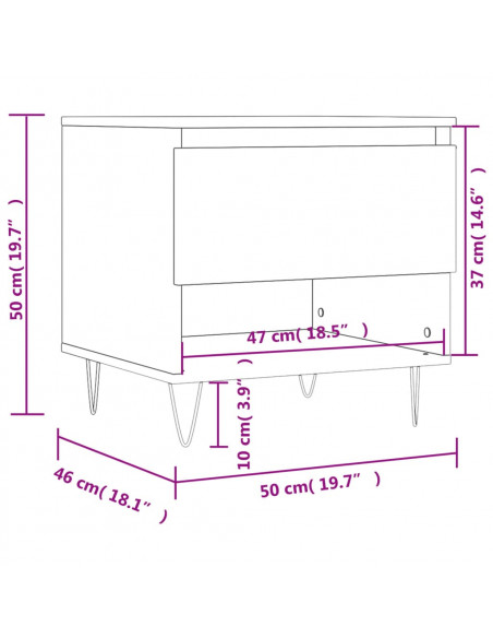 Tavolino Bianco Lucido 50x46x50 cm in Legno Multistrato