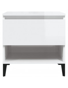 Tavolino Bianco Lucido 50x46x50 cm in Legno Multistrato
