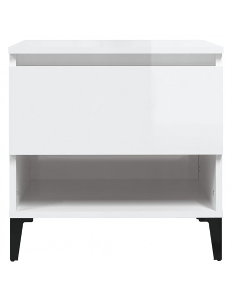 Tavolino Bianco Lucido 50x46x50 cm in Legno Multistrato
