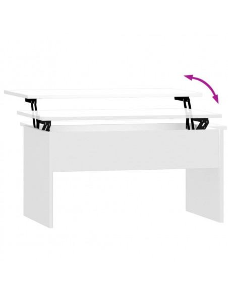 Tavolino Bianco Lucido 80x50,5x41,5 cm in Legno Multistrato
