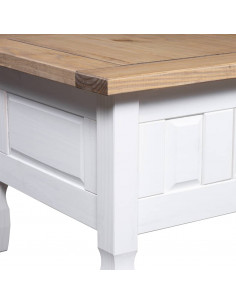 Tavolino Caffé Pino Messicano Corona Range Bianco 100x55x45 cm