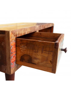 Tavolino con Bordo Curvo 1 Cassetto Legno di Recupero