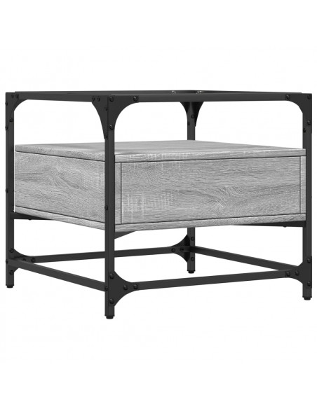 Tavolino con Piano in Vetro Grigio Sonoma 50x50x45 cm Acciaio