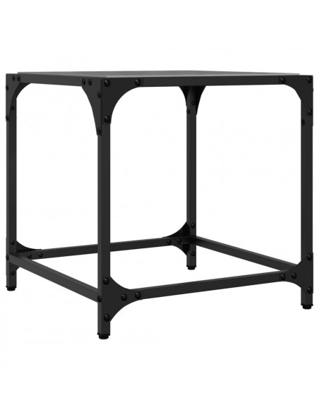 Tavolino con Piano in Vetro Nero 40x40x40 cm Acciaio