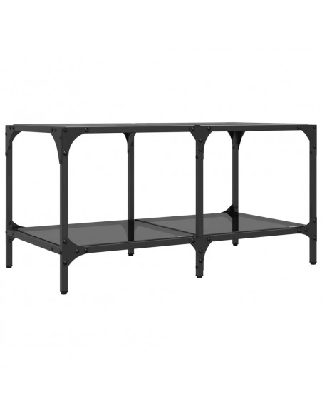 Tavolino con Piano in Vetro Nero 78,5x40x40 cm Acciaio