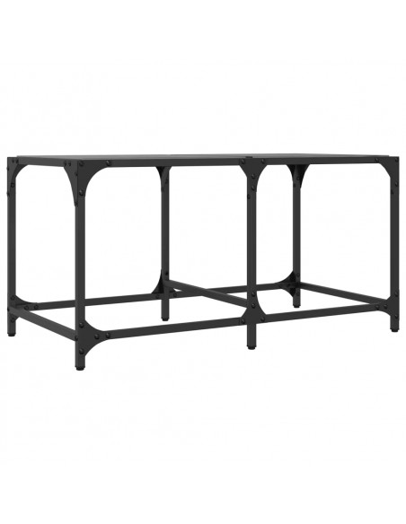 Tavolino con Piano in Vetro Nero 78,5x40x40 cm Acciaio