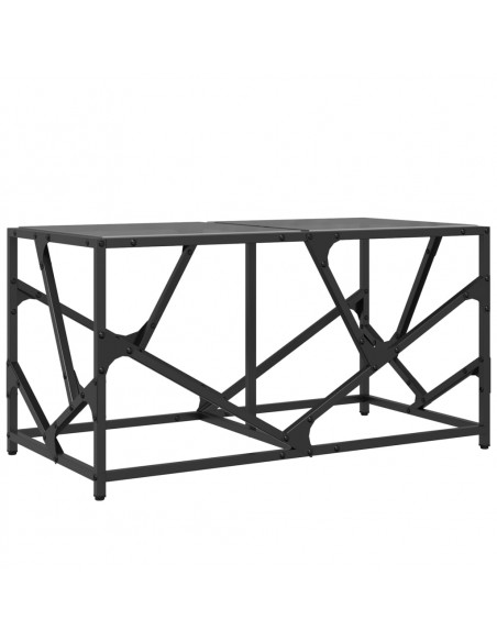 Tavolino con Piano in Vetro Nero 78,5x40x41 cm Acciaio