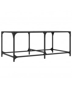 Tavolino con Piano in Vetro Nero 98,5x50x40 cm Acciaio