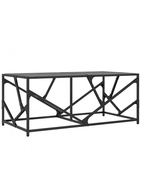 Tavolino con Piano in Vetro Nero 98,5x50x41 cm Acciaio