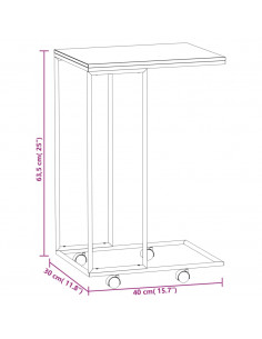 Tavolino con Ruote Bianco 40x30x63,5cm in Legno Multistrato
