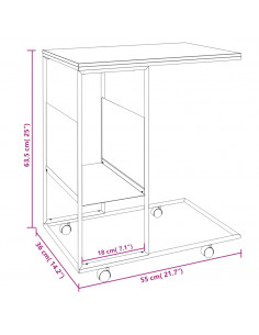Tavolino con Ruote Bianco 55x36x63,5 cm in Legno Multistrato