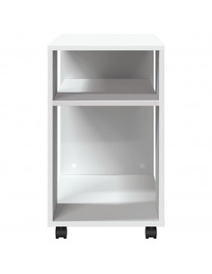 Tavolino con Ruote Bianco 70x35x60 cm in Truciolato