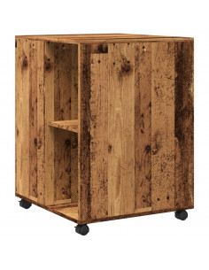 Tavolino con Ruote Legno Antico 55x60x78 cm in Truciolato