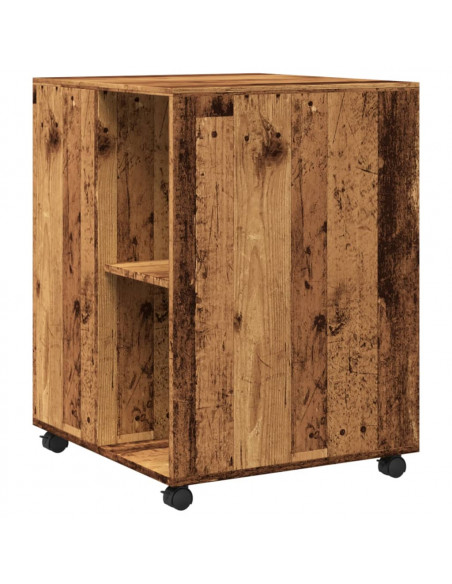 Tavolino con Ruote Legno Antico 55x60x78 cm in Truciolato
