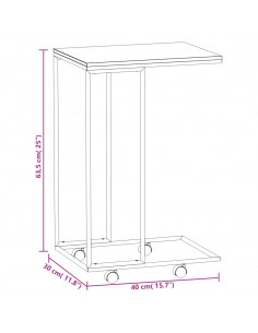 Tavolino con Ruote Nero 40x30x63,5cm in Legno Ingegnerizzato
