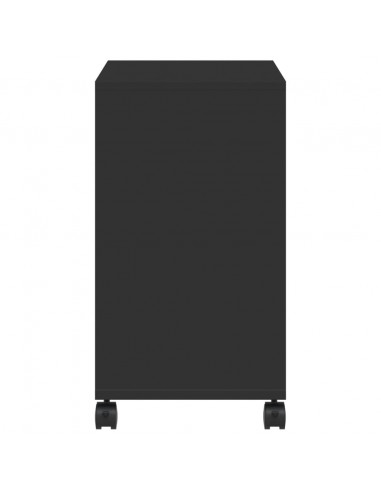 Tavolino con Ruote Nero 50x30x55 cm in Legno Multistrato