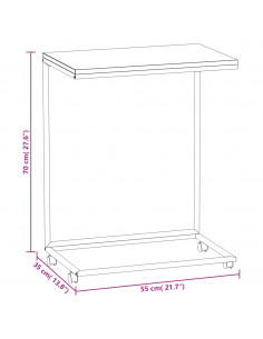 Tavolino con Ruote Nero 55x35x70 cm in Legno Multistrato