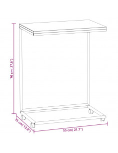 Tavolino con Ruote Nero 55x35x70 cm in Legno Multistrato