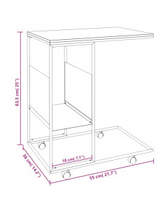 Tavolino con Ruote Nero 55x36x63,5 cm in Legno Multistrato