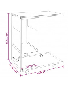Tavolino con Ruote Nero 55x36x63,5 cm in Legno Multistrato