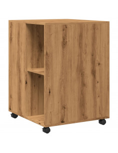 Tavolino con Ruote Rovere Artigianale 55x60x78 cm in Truciolato
