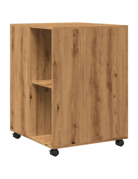 Tavolino con Ruote Rovere Artigianale 55x60x78 cm in Truciolato